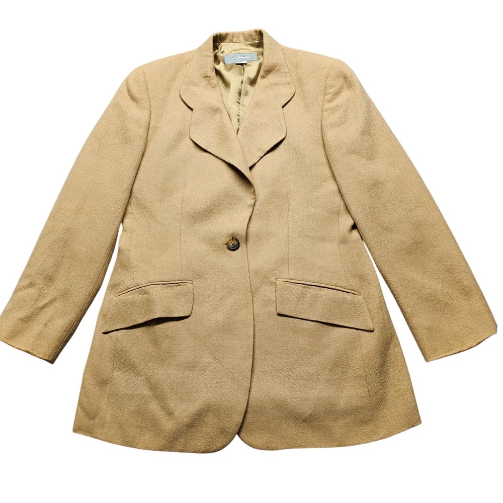 Pietrafesa Loro Piana 100% Camelhair Blazer Jacket Tan Herringbone Womens Size 4